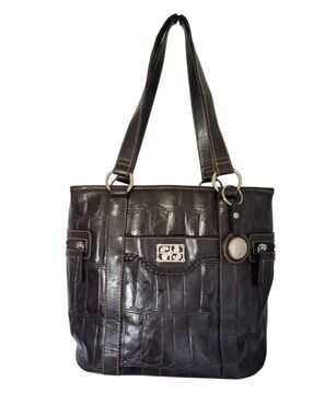 Bueno Brown Croc Embossed Shoulder Bag